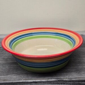 VTG. Gibson Designs Stylish Living Rainbow Stripes Hand Painted Soup/Cereal Bowl